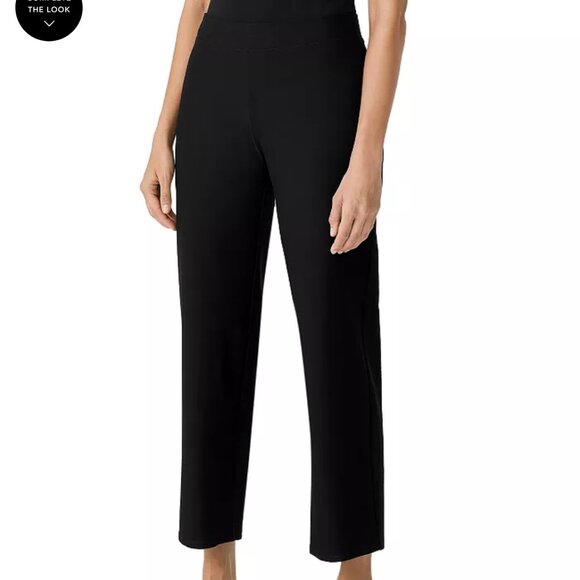 Eileen Fisher Washable Stretch Crepe Straight Leg Pants in Black -  Size 8 - Picture 2 of 11